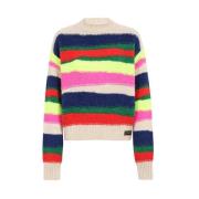 Geribbelde Crew-Neck Sweater Alpaca Wol Dsquared2 , Multicolor , Dames