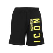 Logo Print Katoenen Bermuda Shorts Dsquared2 , Black , Heren