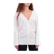 Ivory Cardigan Sweaters met knoopdetail Emporio Armani , Beige , Dames