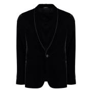 Fluwelen Jas met Peak Revers Giorgio Armani , Black , Heren