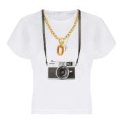 Katoenen T-shirt met Frontprint Paco Rabanne , White , Dames