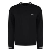 Katoenen Crew-Neck Sweater Geribbelde Boorden Hugo Boss , Black , Here...