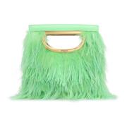 Veren Leren Mini Pochette Pinko , Green , Dames