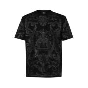 Jacquard Crew-neck T-shirt Versace , Black , Heren