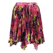 Geplooide Rok met Orchideeënprint Versace , Multicolor , Dames