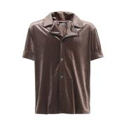 Monogram Velvet Pajama Shirt Balmain , Brown , Heren