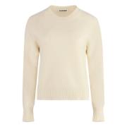 Geribbelde Wollen Trui Jil Sander , Beige , Dames