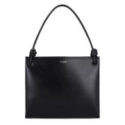 Kalfsleren Handtas met Twee Handvatten Jil Sander , Black , Dames