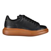 Leren Sneakers, Ronde Neus Alexander McQueen , Black , Heren