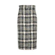 Zijden Tweed Midi Rok met Split Alexander McQueen , Multicolor , Dames