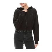 Zwarte hoodie trui katoen Calvin Klein Jeans , Black , Dames