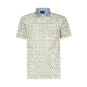 Logo Print Cotton Polo Shirt Versace , Multicolor , Heren