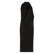 Viscose Jurk met Gedrapeerd Voorpand Versace , Black , Dames