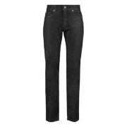 Slim Fit Jeans met Metalen Knopen Versace , Black , Heren