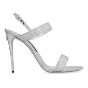 Metallic Leren Sandalen met Versierd Bovenwerk Dolce & Gabbana , Gray ...