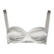 Satin Balconette Bh met Contraststiksels Dolce & Gabbana , Gray , Dame...