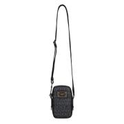 Canvas Schoudertas met Logo Print Dolce & Gabbana , Gray , Heren