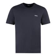 Katoenen Logo T-Shirt Geribbelde Zoom Ermenegildo Zegna , Blue , Heren