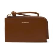 Bruin Leren Enveloppe Kaarthouder Jil Sander , Brown , Dames