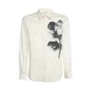 Katoenen shirt met frontprint Alexander McQueen , Beige , Heren