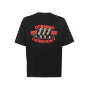 Bedrukt Crew-neck T-shirt Opening Ceremony , Black , Heren