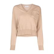 Stijlvolle Gebreide Top Brunello Cucinelli , Beige , Dames