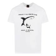 Katoenen T-shirt met Front Print Paul & Shark , White , Heren