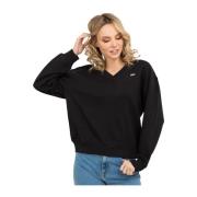 Zwarte V-hals Dames Sweatshirt Tommy Hilfiger , Black , Dames