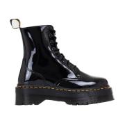 Zwarte Lakleren Plateau Laarzen Dr. Martens , Black , Dames