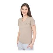 Beige V-Hals Dames T-Shirt Jott , Beige , Dames