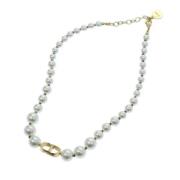 Pre-owned Metal necklaces Dior Vintage , White , Dames