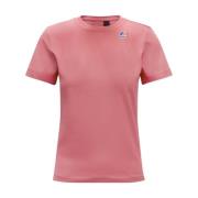 Moderne unisex T-shirt met logo K-Way , Pink , Dames