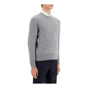 Wollen Piqué Crewneck Pullover Thom Browne , Gray , Heren