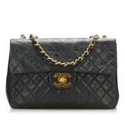 Pre-owned Leather chanel-bags Chanel Vintage , Black , Dames