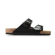 Arizona Leren Sandalen Zwart Birkenstock , Black , Heren