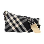 Zwarte Schoudertas met Chic Check Motief Burberry , Black , Dames