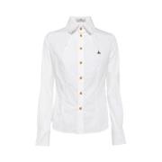 Slim Fit Poplin Katoenen Overhemd Vivienne Westwood , White , Dames