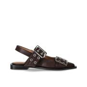 Buckle Ballerina`s Ganni , Brown , Dames