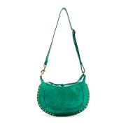 Studded Kalfsuede Schoudertas Isabel Marant , Green , Dames