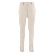 Stretch katoenen broek met riemlussen Department Five , Beige , Dames