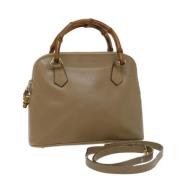 Pre-owned Leather handbags Gucci Vintage , Beige , Dames