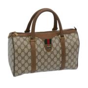 Pre-owned Leather travel-bags Gucci Vintage , Beige , Dames