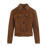 Sauvage Leren Cropped Jack Tom Ford , Brown , Dames