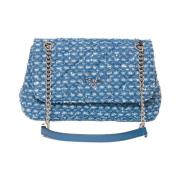 Denim Schoudertas met Glitter en Pailletten Pollini , Blue , Dames