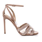 Glitter Enkelband Sandalen Aquazzura , Beige , Dames