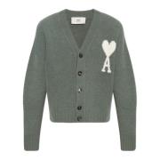 Cardigan met logo Ami Paris , Green , Heren