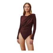 Klassieke Bruine Bodysuit met Drapering Undress Code , Brown , Dames