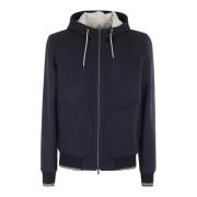 Wollen Rits Hoodie Contrast Trim L.b.m. 1911 , Blue , Heren