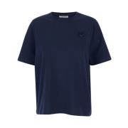 Gedurfd Fox Head Patch Tee Shirt Maison Kitsuné , Blue , Dames