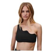 Asymmetrische Frill Bikini Top Zwart Undress Code , Black , Dames